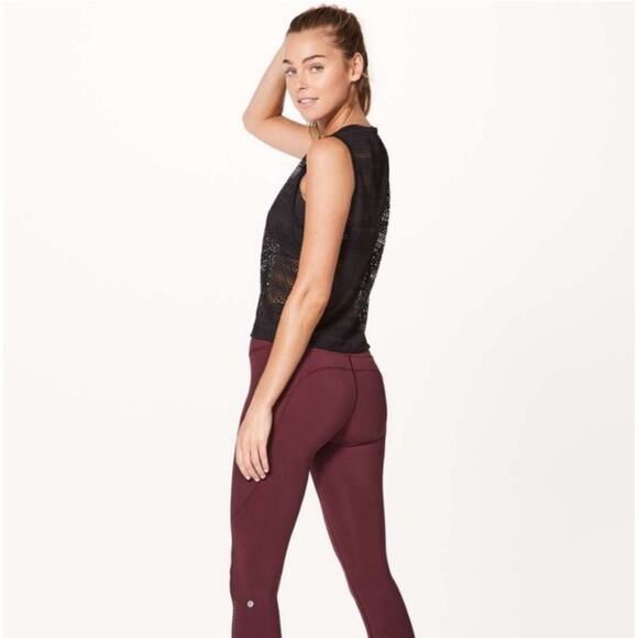 Lululemon Black Mesh Sweat Your Heart Out Tank Top 4/6 - Picture 1 of 6